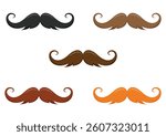 Set of Five different mustache colors