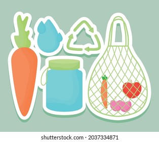 set of five eco stickers
