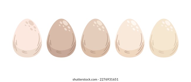 Conjunto de cinco huevos de colores vivos. Huevos de Pascua. Ilustración vectorial.