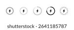 Set of five fast charge icons with various circular borders on a white background.