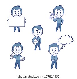 Set of five flat characters businessman. Flat design