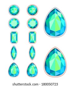 set of five forms of gemstone cut and two kinds of frames (silver and gold). EPS 10. No transparency. No gradients.