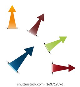 The set of five glossy arrows with hidden edge effect / The set of glossy folded arrow / The arrow