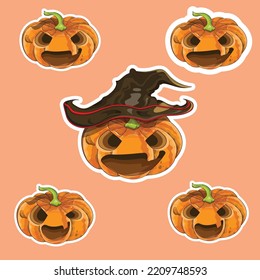 Juego de cinco calabazas de feriado de Halloween. ¡¡vooo!! Feliz Halloween. Truco o tratamiento