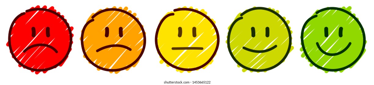 Set Of Five Handdrawn Faces Frame Feedback Mood Color