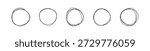 Set of five hand-drawn scribble circles in an abstract, minimalist style. Messy round line shapes are perfect for modern graphic design, presentations and social media posts. Vector illustration