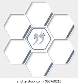 Set of five hexagons for your text and a quotation mark