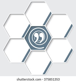 Set of five hexagons for your text and a quotation mark