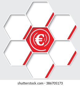 Set of five hexagons for your text and a euro symbol