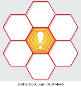 Set of five hexagons for your text and a exclamation mark