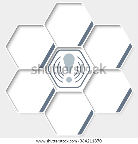 Set of five hexagons for your text and a exclamation mark