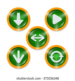 Set of five icons with different arrows
