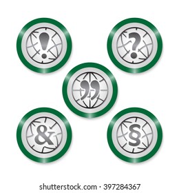 Set of five icons with different typography icons