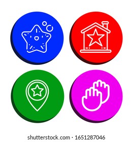 Set of five icons. Such as Starfish, Star, Applause , five icons