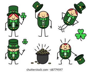 Set of five leprechauns for St. Patrick's Day