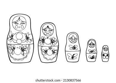 Set von fünf matryoshka russischen Nistpuppen - Out Line