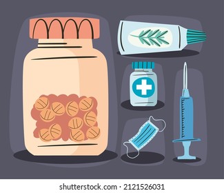 set of five medicine icons