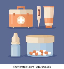 conjunto de cinco artículos de medicina