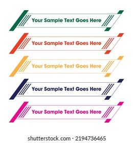 Set of Five Modern Lower Third Vector Templates with Diagonal Stripes