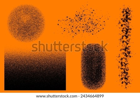 Set of five monochrome grunge textures suitable for placing on any background - vector illustration