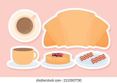 conjunto de cinco desayunos por la mañana