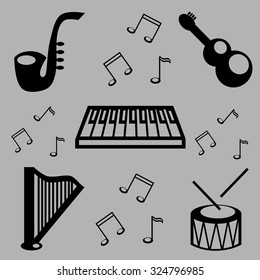 Set of five musical instruments