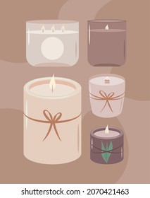 set of five nice candles