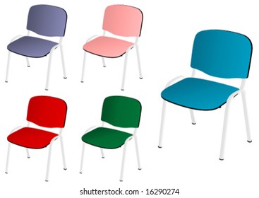 Set of five office chairs