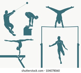 Set of five Olympic disciplines - vector illustration