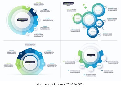 Set of five option circle infographic design templates. Vector illustration.