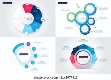 Set of five option circle infographic design templates. Vector illustration.