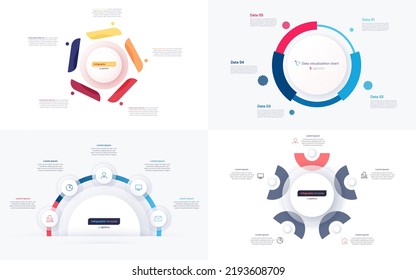 Set of five option circle infographic design templates. Vector illustration.