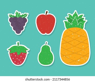 set of five organic fruits