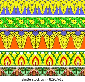 set of five ornamental border for the traditional Buddhist countries
