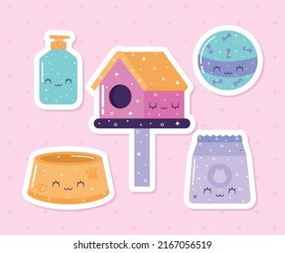 set of five pets items