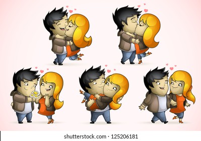 A set of five positions loving couple