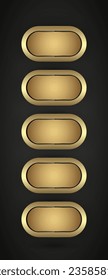 Set of FIVE Premium buttons design, vector illustration design with Golden, Luxury ellipse buttons and premium frame vector illustration