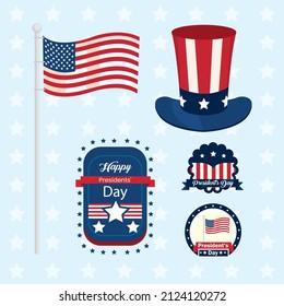 set of five president day items