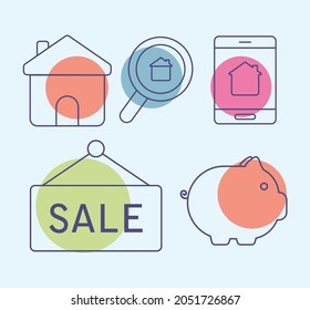 set of five real estate items