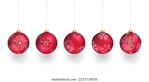 conjunto de cinco navidades realistas diseño de elementos baubles 