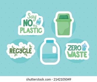 conjunto de cinco iconos de reciclaje