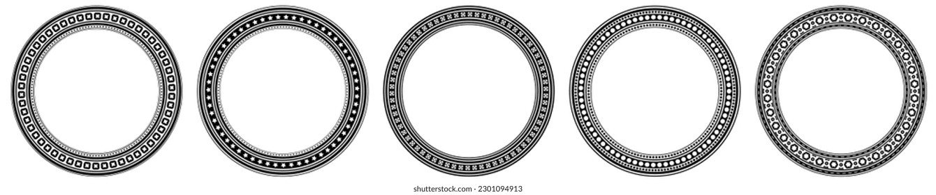 Set of five round frames for your design	