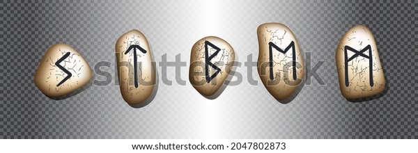 Set Five Rune Symbols Runic Alphabet Stock-vektor (royaltyfri ...