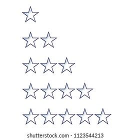 Set of five sketch stars rating template, isolated on white. Hand drawn doodle cartoon vector illustration.