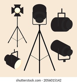 set of five spotlight reflector icons