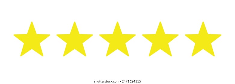 Set of five star icon collection. Yellow and black star symbol. Vector Illustration.