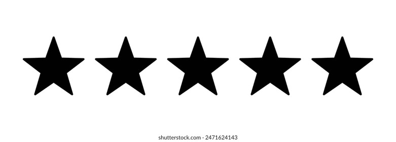 Set of five star icon collection. Yellow and black star symbol. Vector Illustration.