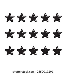 Conjunto de cinco estrellas icono de colección. Símbolo de estrella amarilla y negra. Ilustración vectorial. 333