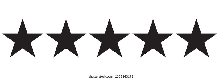 Set of five star icon collection. Yellow and black star symbol. Vector Illustration.