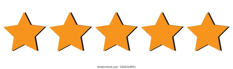 Set of five star icon collection. Yellow and black star symbol. Vector Illustration.